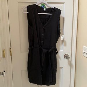 Belted button up black dress with pockets, Old Navy, NWT